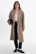 Thara Shawl Collar Wool Coat - Heather Taupe
