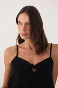 Front Knot Sleeveless Blouse - Black