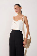 Front Knot Sleeveless Blouse - Off White