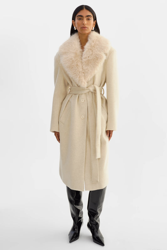 Tillie Belted Wool Coat - Heather Beige