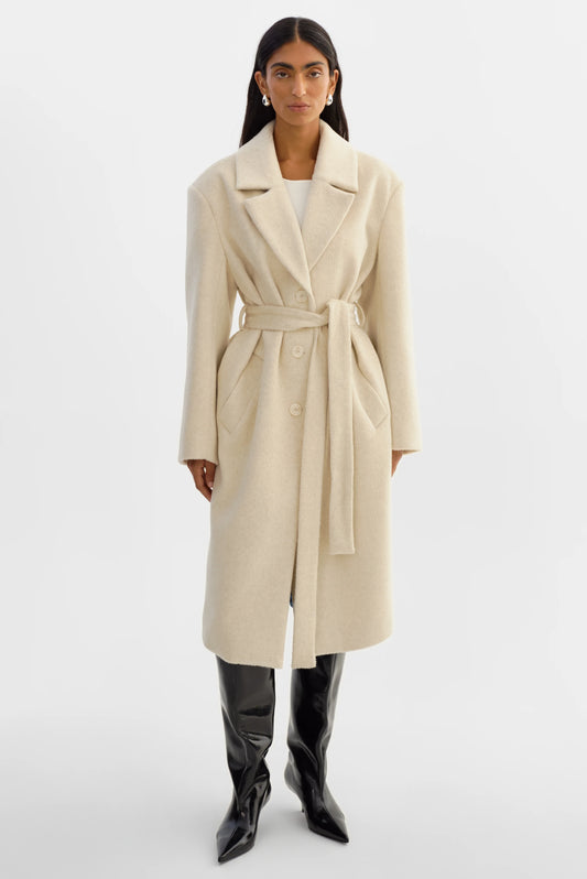 Tillie Belted Wool Coat - Heather Beige