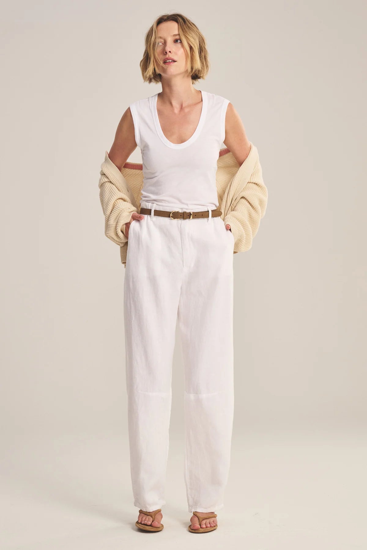 Taylor Heavy Linen Pant - White