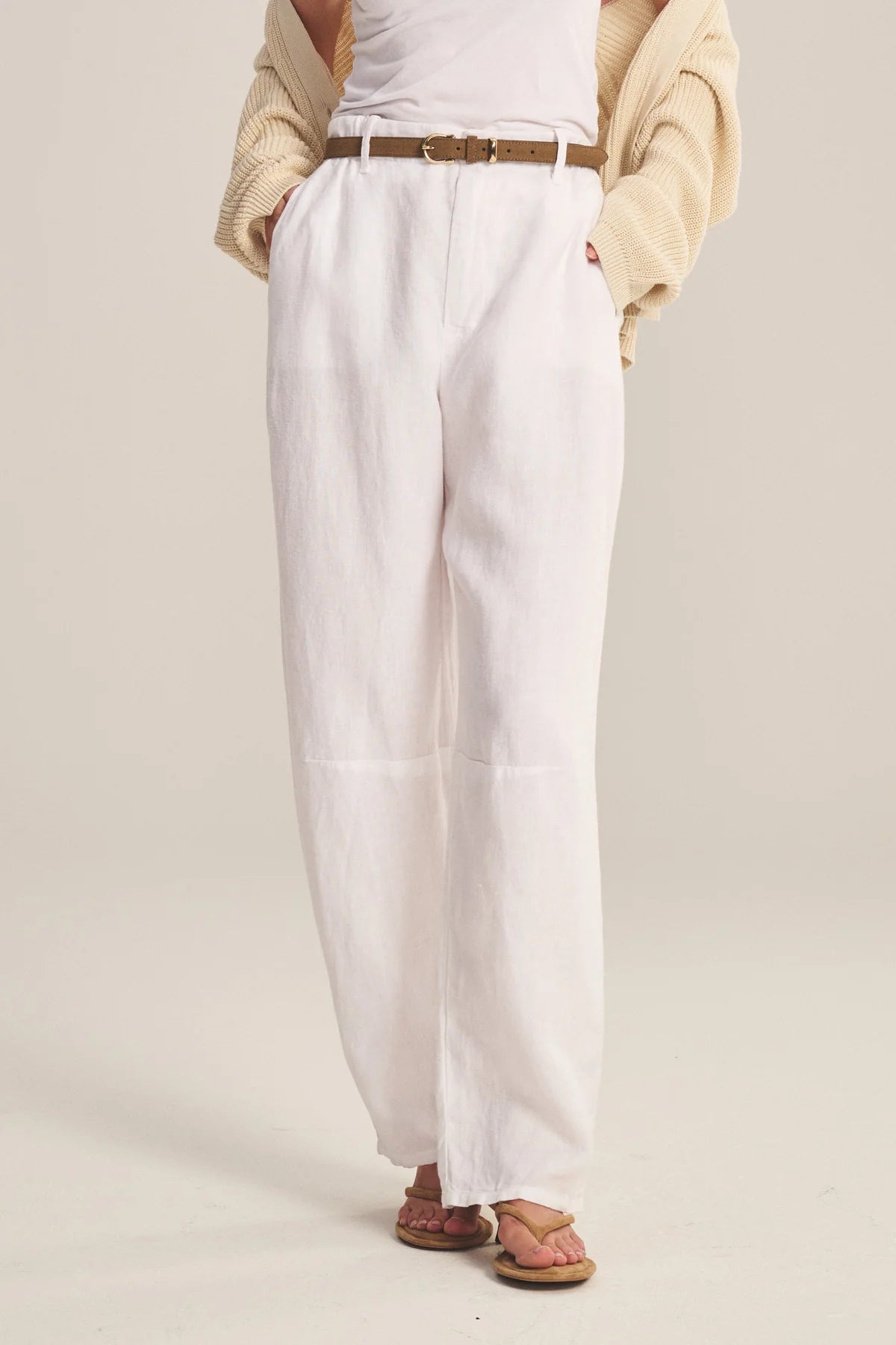 Taylor Heavy Linen Pant - White