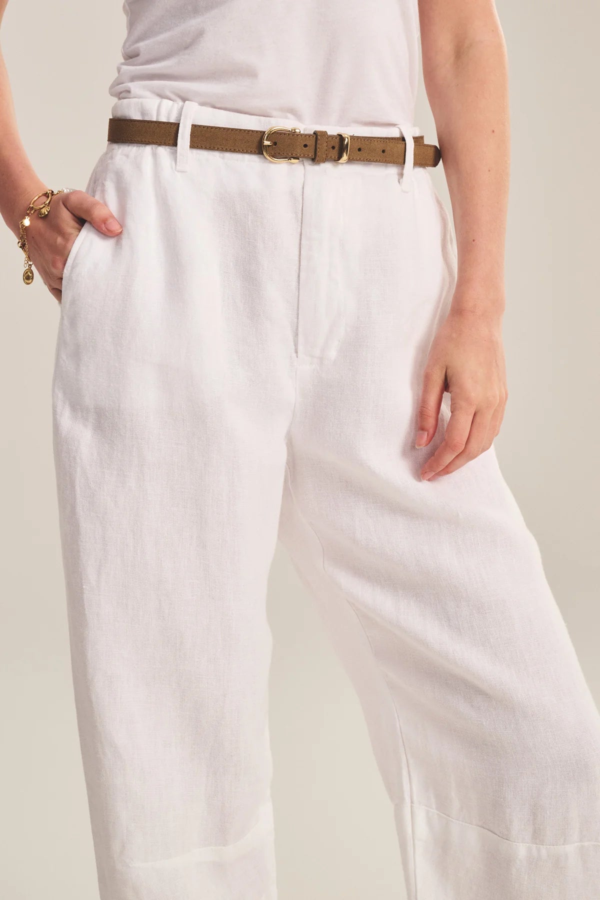 Taylor Heavy Linen Pant - White
