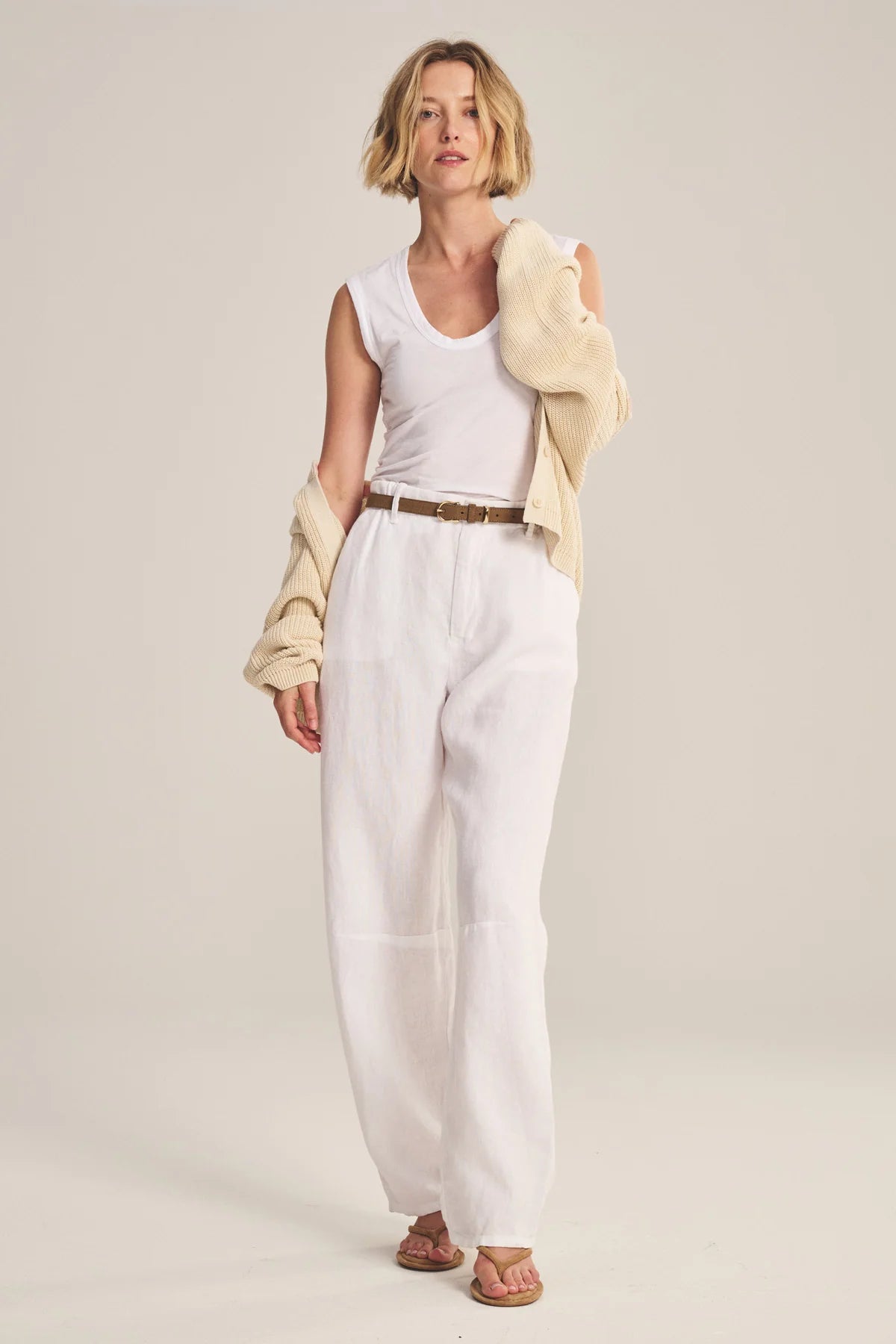 Taylor Heavy Linen Pant - White