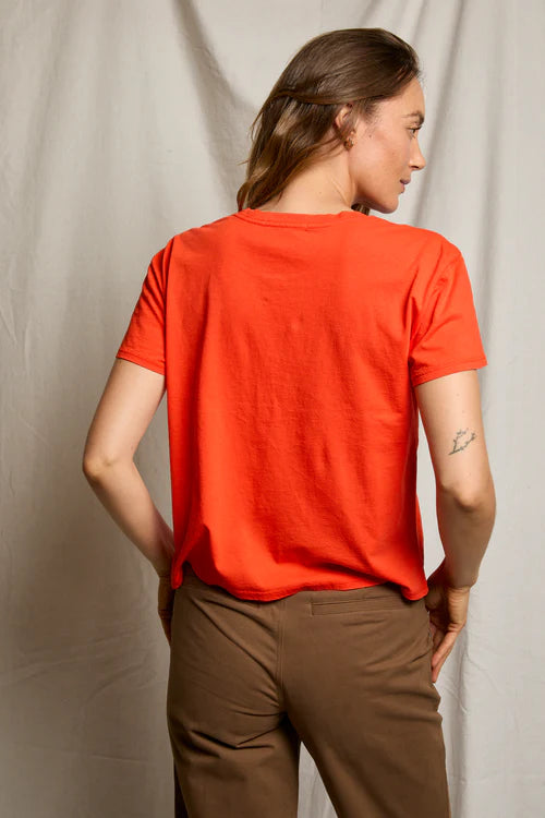 Harley Cotton Boxy Crew Neck Tee - Tomato
