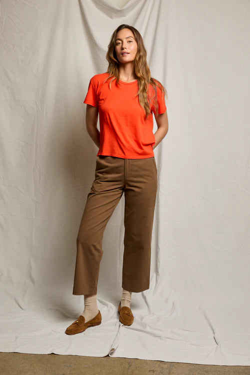 Harley Cotton Boxy Crew Neck Tee - Tomato