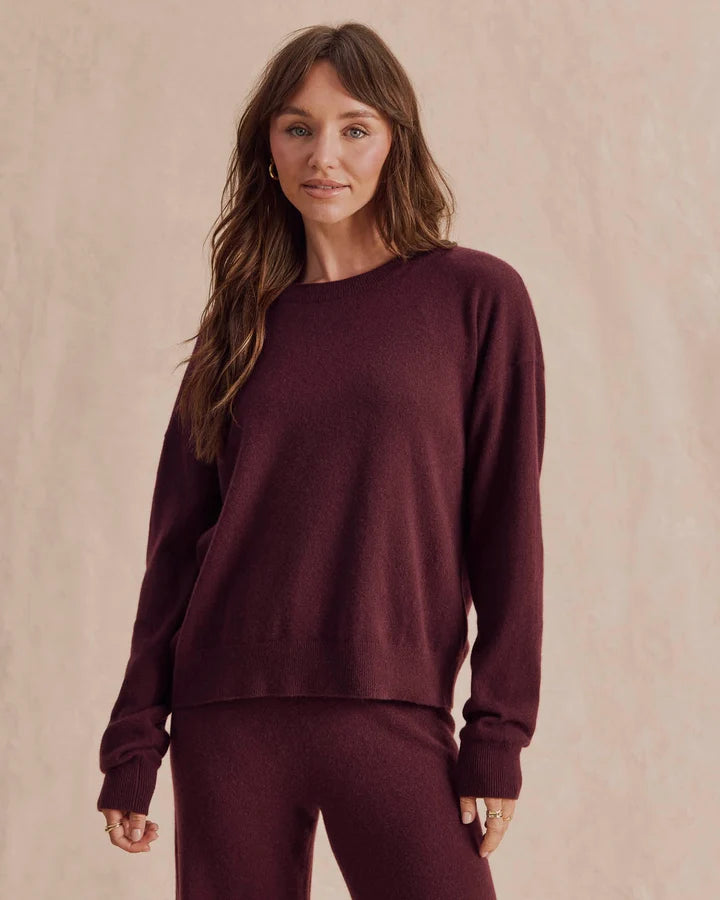 Tori Cashmere Crewneck Sweater - Merlot