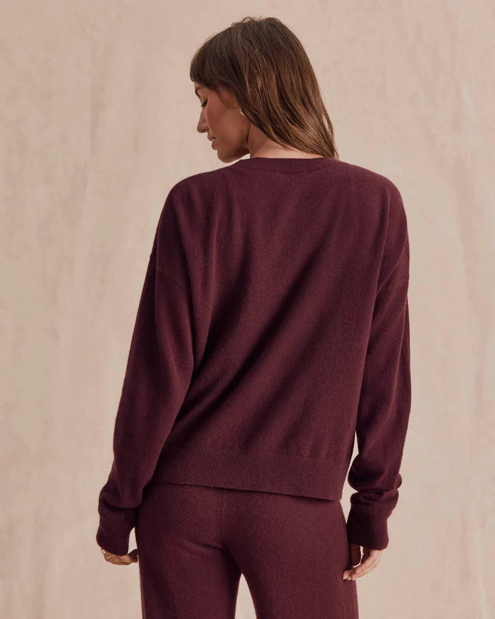 Tori Cashmere Crewneck Sweater - Merlot
