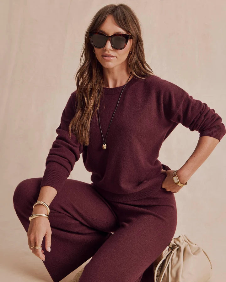 Tori Cashmere Crewneck Sweater - Merlot