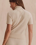 Tori Cashmere Short Sleeve Sweater - Wheat Heather