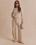 Tori Cashmere Crewneck Sweater - Wheat Heather