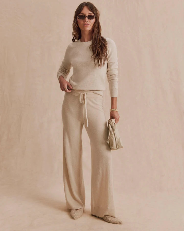 Tori Cashmere Crewneck Sweater - Wheat Heather