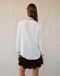 Contrast Trim Long Sleeve Pullover - Off White