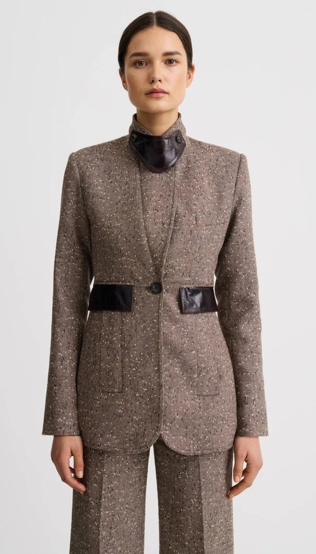 Tailored Boyfriend Blazer - Biscotti Tweed