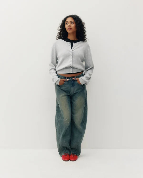 Pullover Two-Way Cardigan - Heather Grey