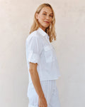 Long Sleeve Crop Utility Shirt - White