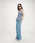Valo Fitted Peplum Top - Marine