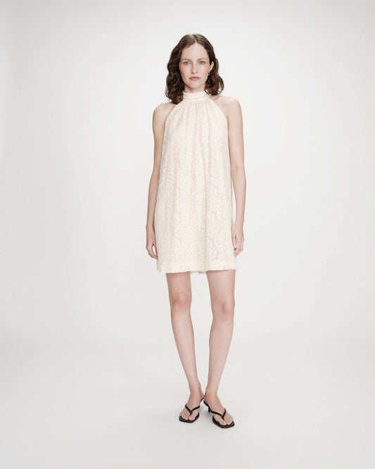 Vasarely Sleeveless Short Lace Dress - Ecru