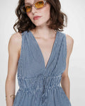 Velmira Long Checked Dress - Marine