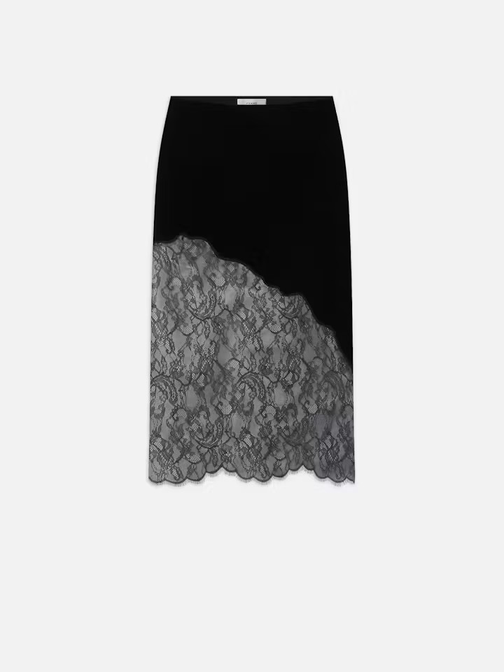 Velvet Lace Skirt - Black