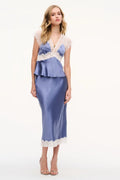 Verelle Silk-Blend Lace Top - Weathered Blue
