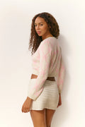 Veronika Wool-Blend Bow Cardigan - Milk Rose