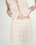 Victoria Bohemian Straight Short Crochet Skirt - Ecru