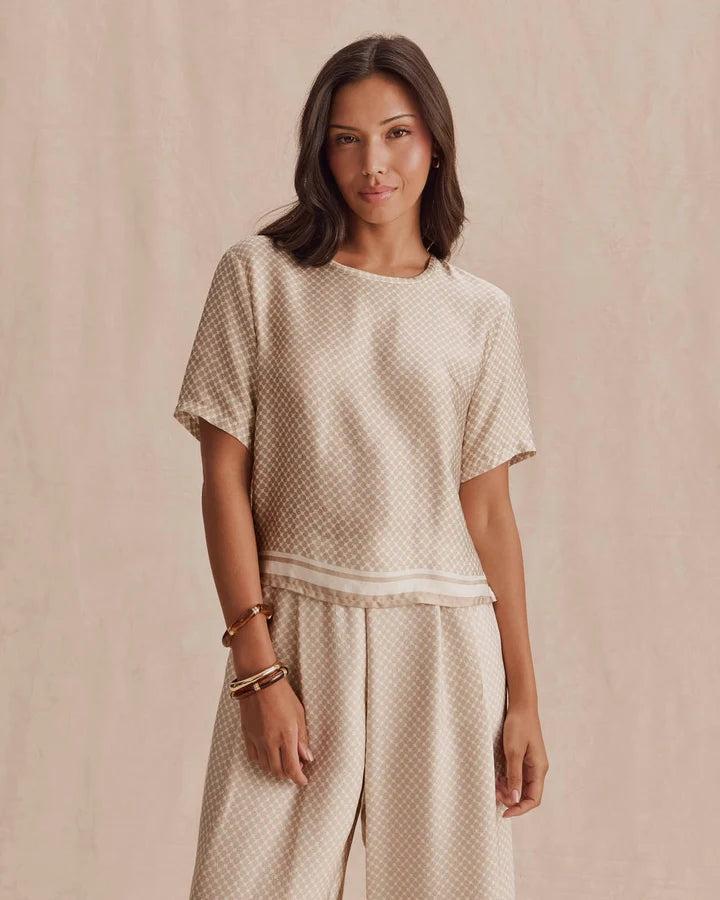 Violet Short Sleeve Top - Wheat / Shell
