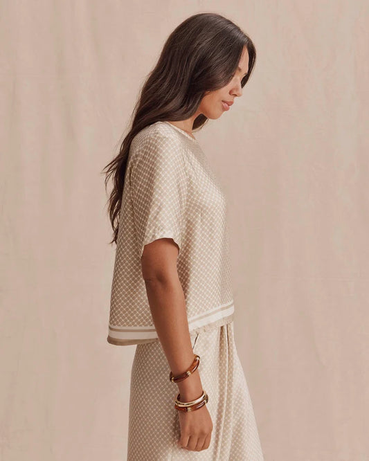 Violet Short Sleeve Top - Wheat / Shell