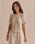Violet Short Sleeve Top - Wheat / Shell