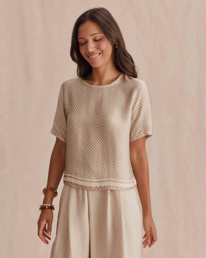 Violet Short Sleeve Top - Wheat / Shell