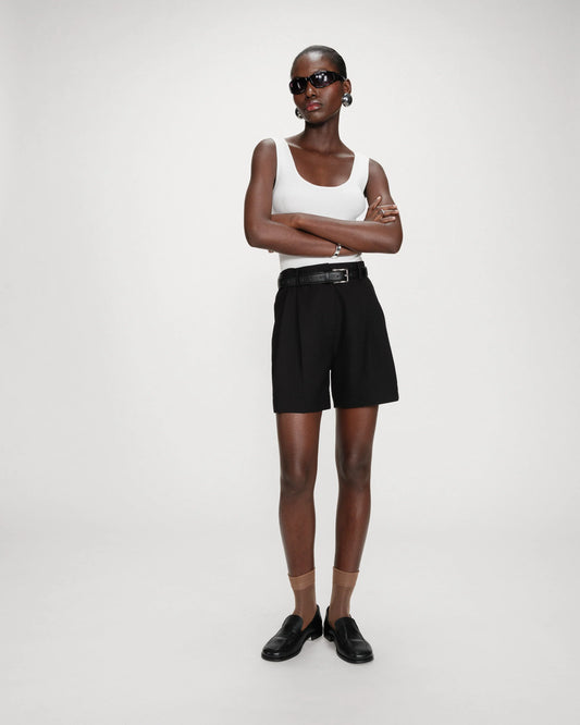 Vite Pleated Straight Shorts - Noir