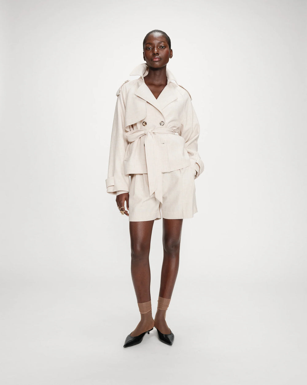 Vogue Short Trench Coat - Sand