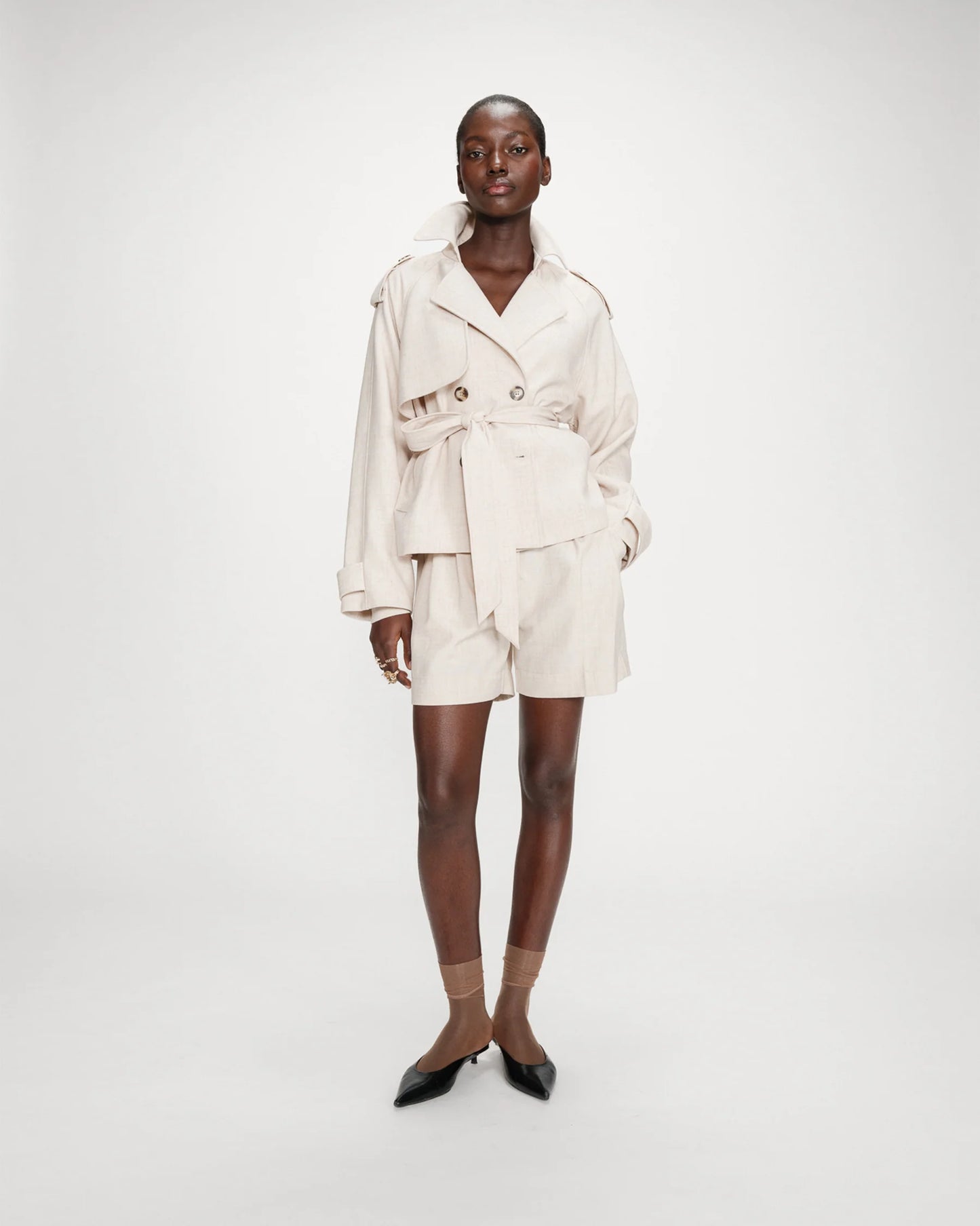 Vogue Short Trench Coat - Sand