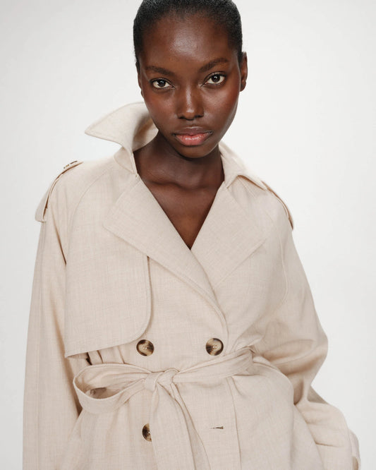 Vogue Short Trench Coat - Sand