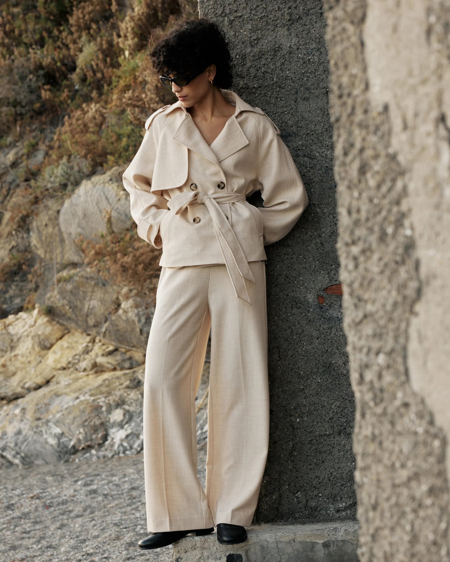 Vogue Short Trench Coat - Sand