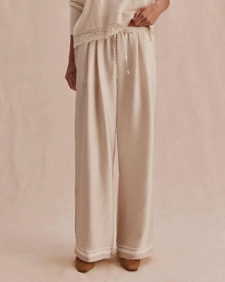 Valerie Pleated Print Pant - Wheat / Shell