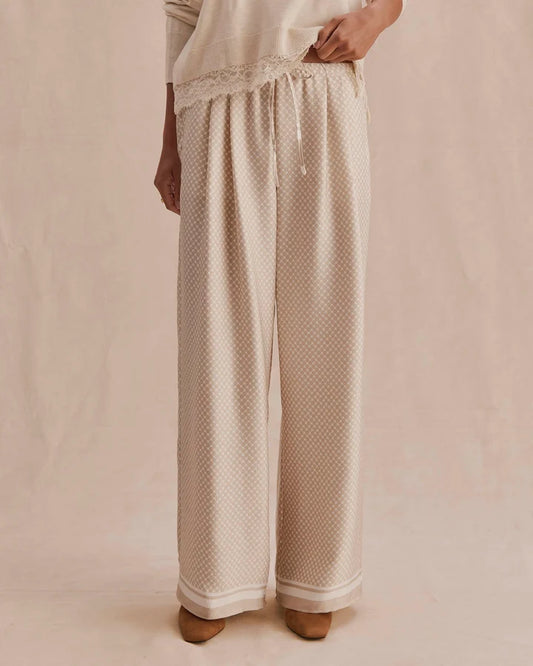 Valerie Pleated Print Pant - Wheat / Shell