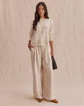 Valerie Pleated Print Pant - Wheat / Shell