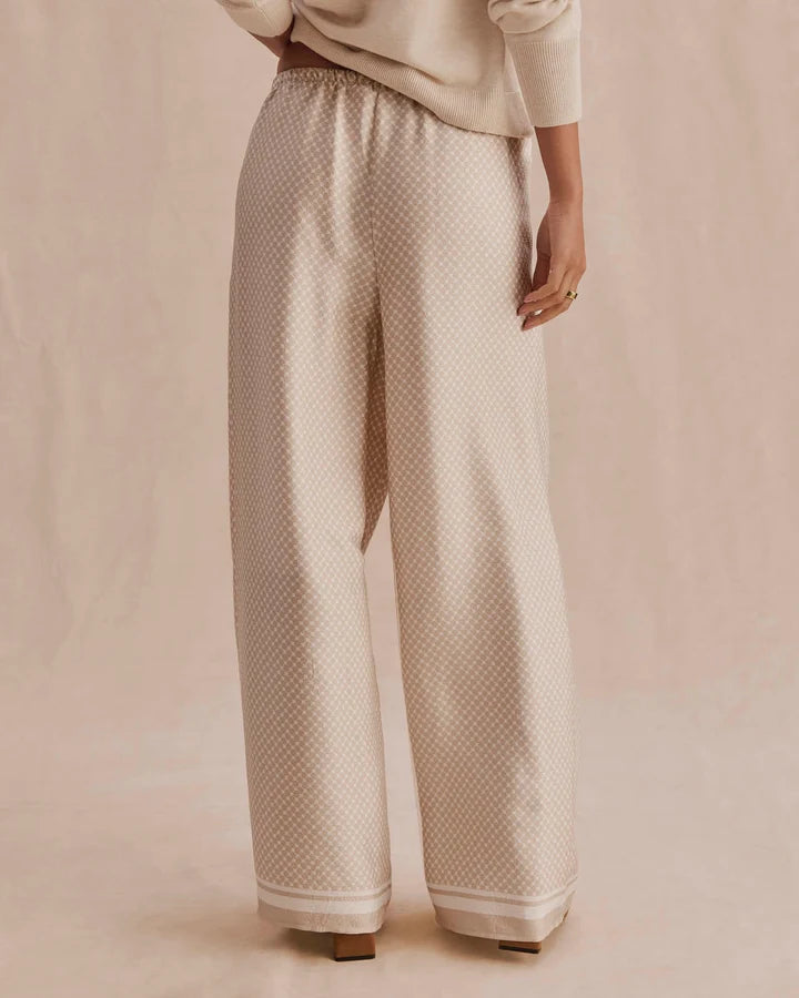 Valerie Pleated Print Pant - Wheat / Shell