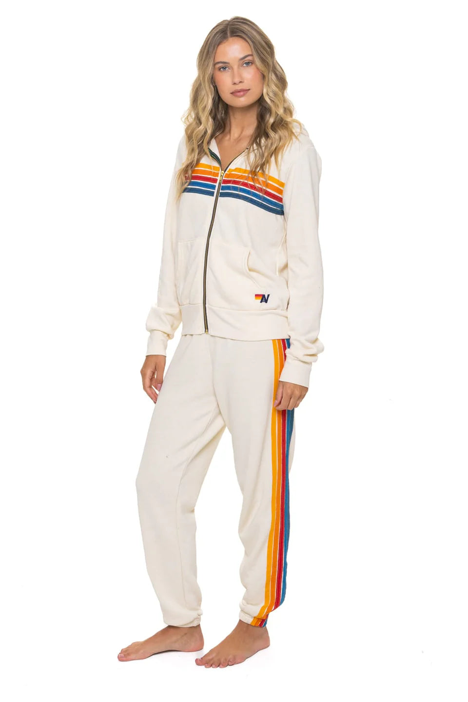 5 Stripe Hoodie - Vintage White