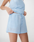 Waylen Gingham Cotton Shorts - Ciel