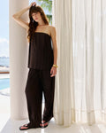 West Pleated Bustier Top - Chocolate