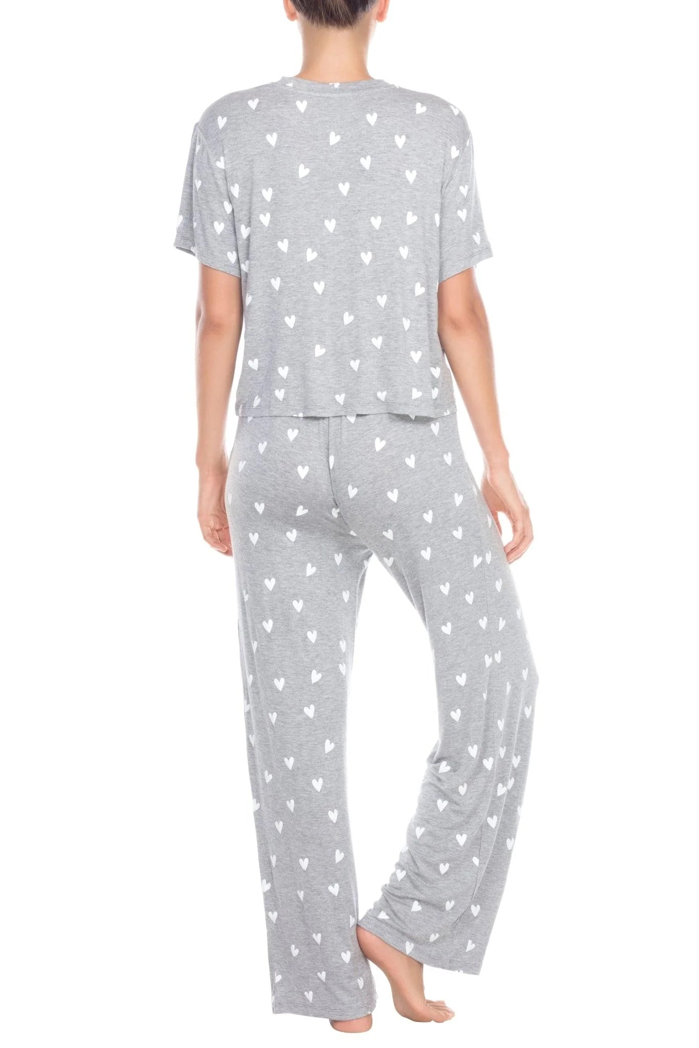 All American PJ Set - Heather Grey Hearts