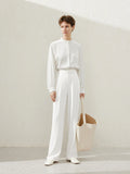 Straight Fit Smooth Trousers  - White