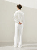 Straight Fit Smooth Trousers  - White