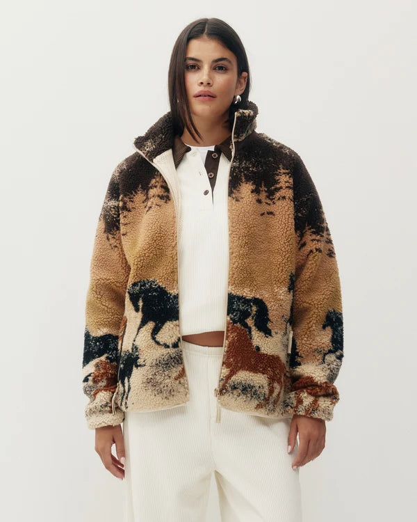 Printed Sherpa Fleece - Wild Horses 2.0