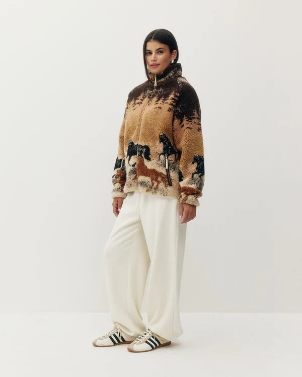 Printed Sherpa Fleece - Wild Horses 2.0