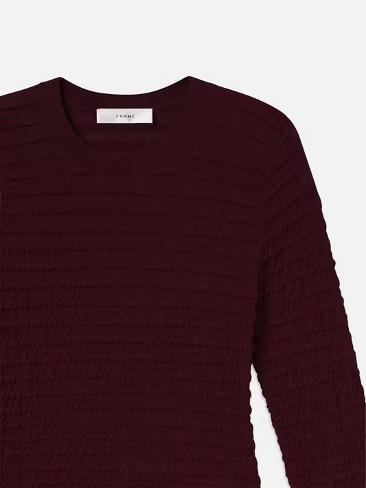 Smocked L/S Crewneck - Wine